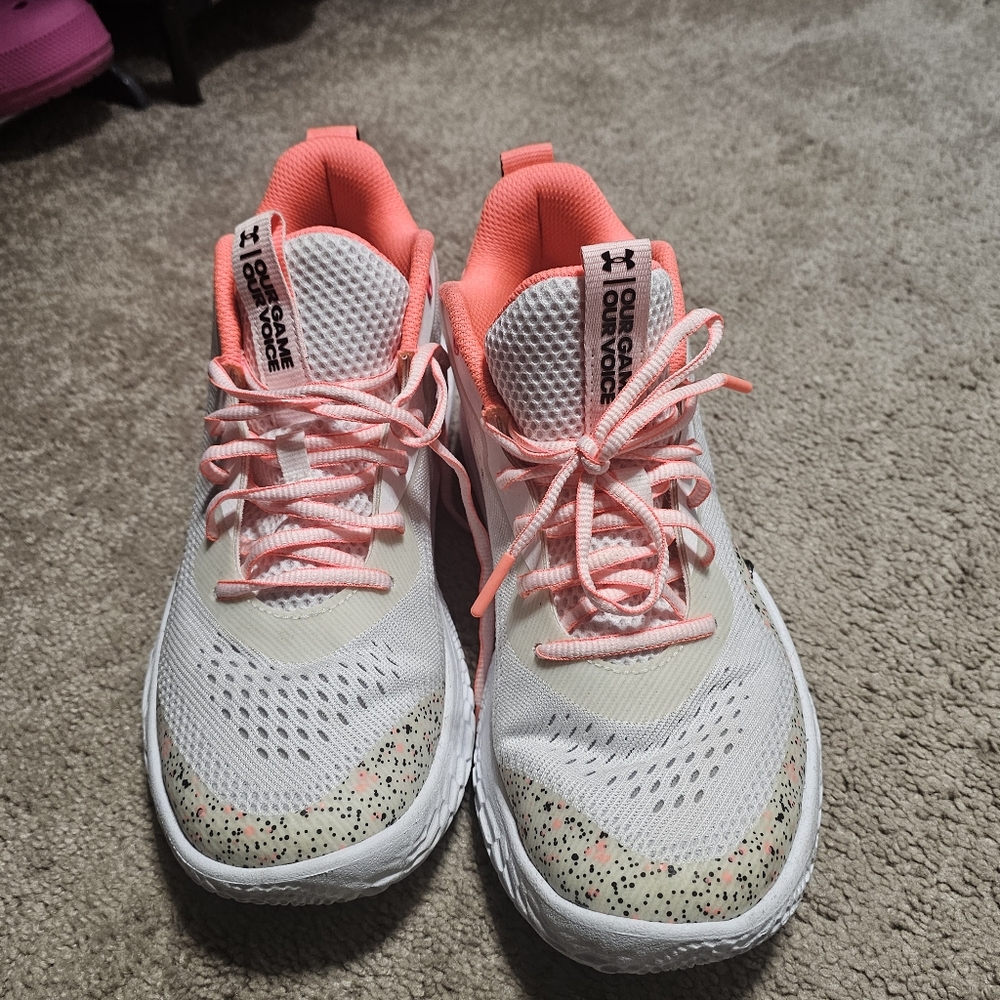 Under Armour White and Pink Sneakers